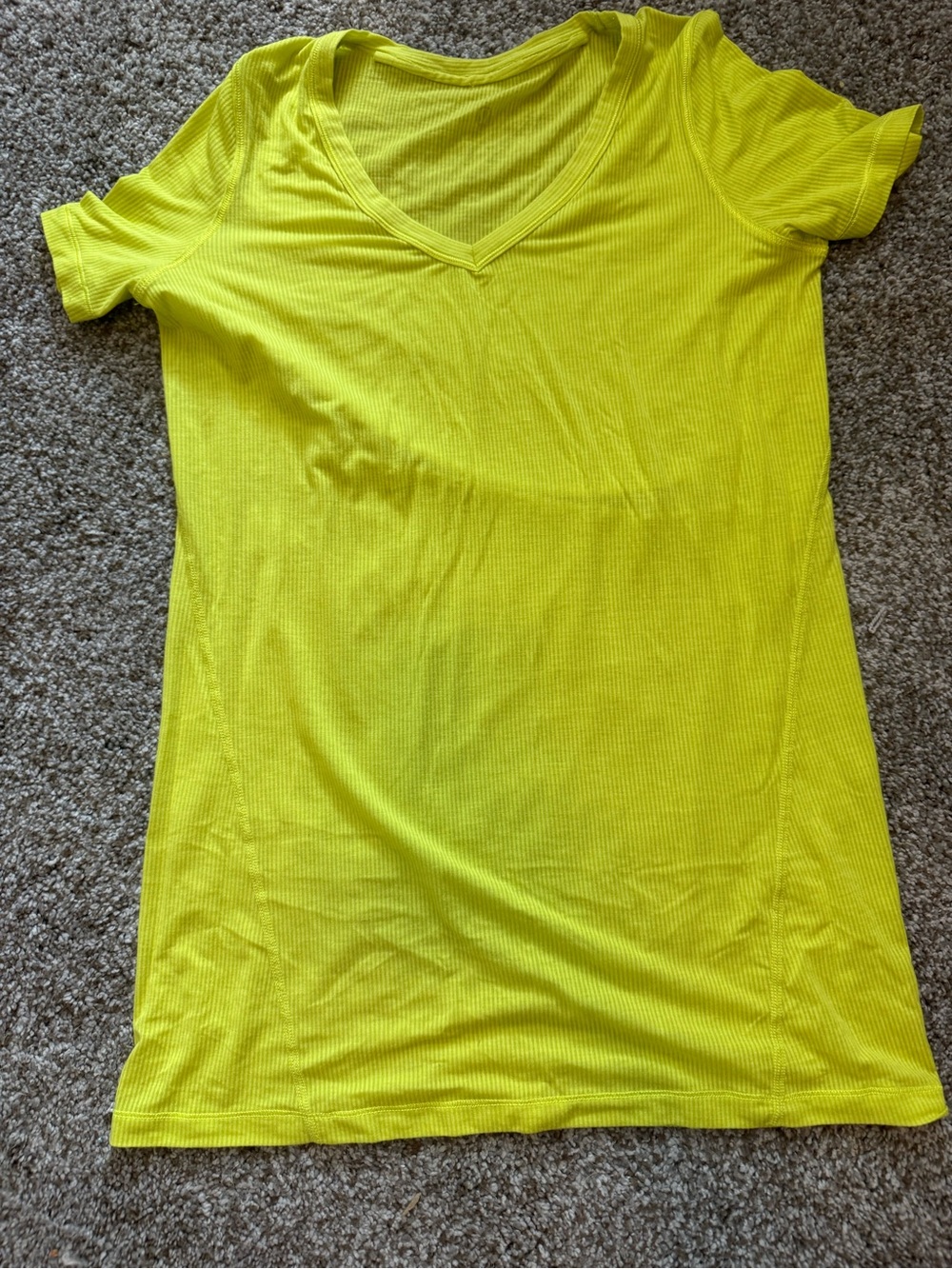 lululemon athletica Neon Yellow V-Neck Short Sleeve Top